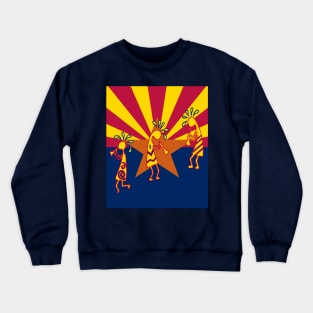 Arizona Flag Color Kokopelli Tribal Flute Players Crewneck Sweatshirt